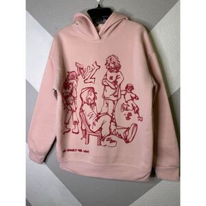 Women Double-Sided TYYZ WE VAGUELY FEEL HANY Print Hooded Long Slv Sweatshirt XS